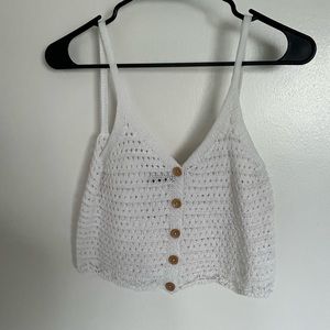 White mesh crop top